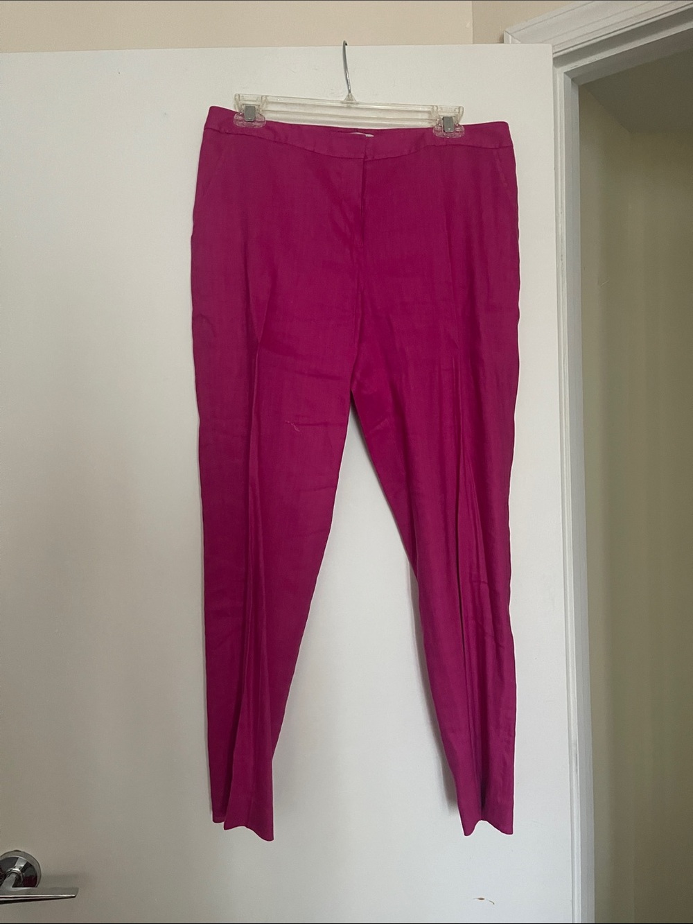 Women's linen/ viscose Fuchsia Tapered Pants